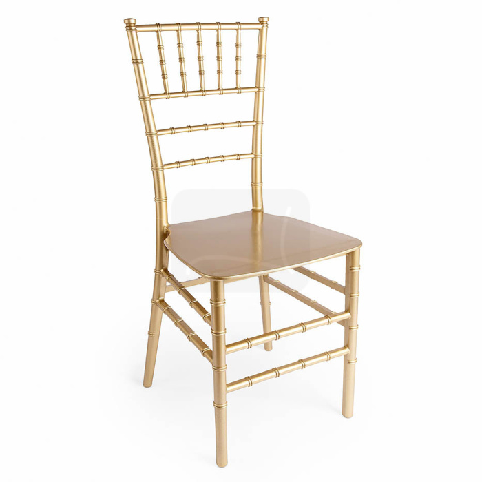 Cadeira Chiavari dourada de plástico