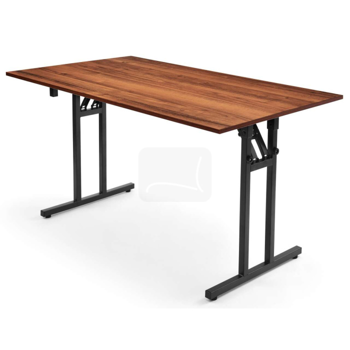 Wooden folding rectangular conference table suitable for weddings, events in dining rooms, restaurants, and offices.