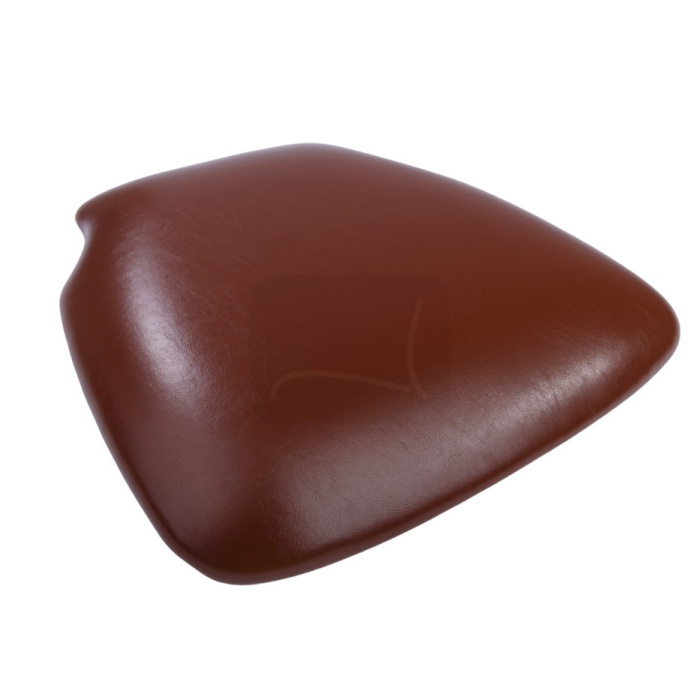 Coussin de siège dur brun adapté pour les chaises de mariage Chiavari, affiché sur fond blanc