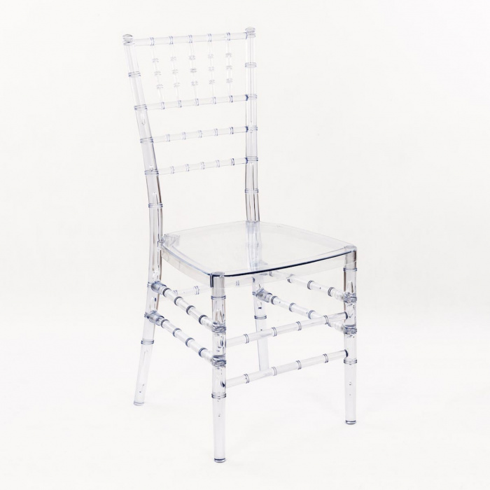 svadobná stolička Chiavari z plastu - transparentná
