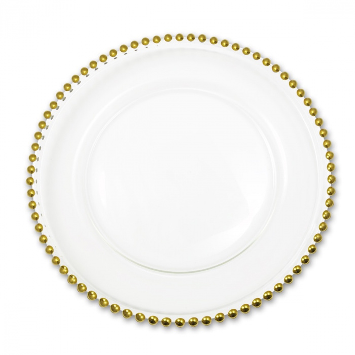 Platos de vidrio juego de 12 - perlas doradas
