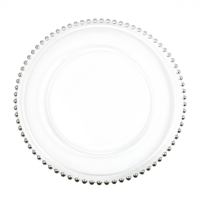 Dekoratív tányérkészlet 12 db - ezüst gyöngy